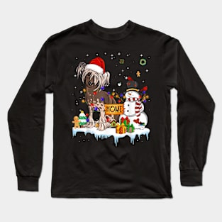 Chinese Crested Dog Christmas Snowman Santa Hat Tree Long Sleeve T-Shirt